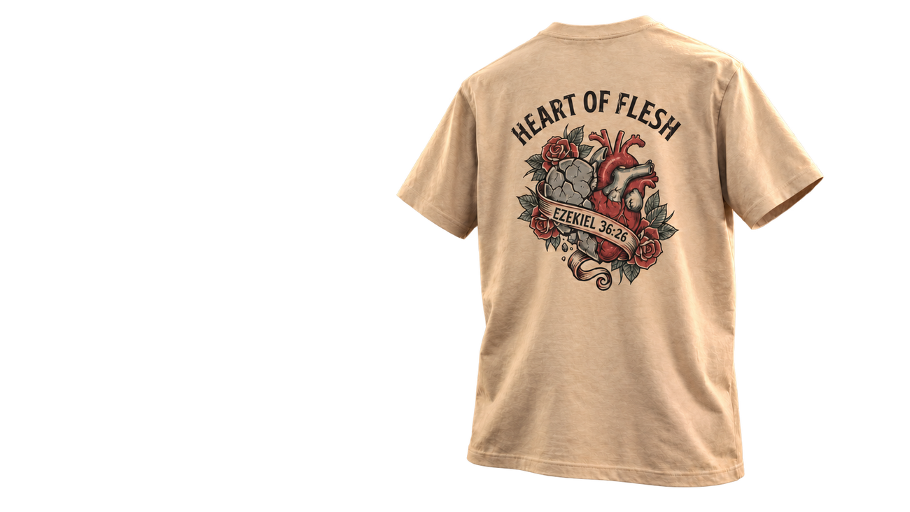 Studio styling of Heart of Flesh, showing its back artwork.