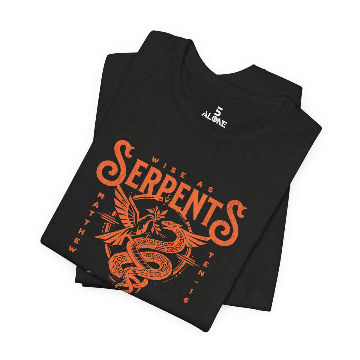 Serpents and Doves Black Heather — Matthew 10:16 Tee