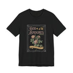 Black God Endures tee with vintage lettering, roses and a gold banner on the front.