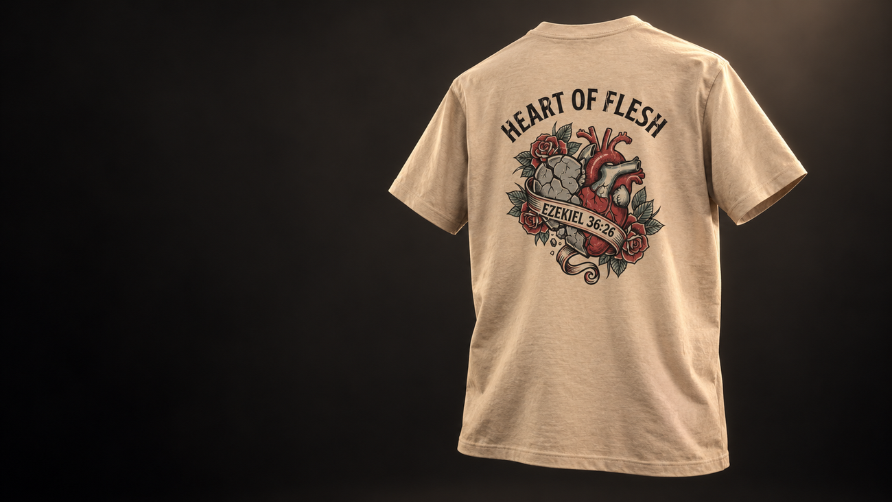 Studio styling of Heart of Flesh, showing its back artwork.
